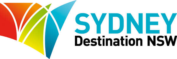 Logo Destination New South Wales, Segel Opera rot, orange, grün, blau