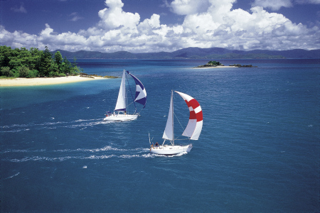 Segelyachten in den Whitsundays vor Henning Island